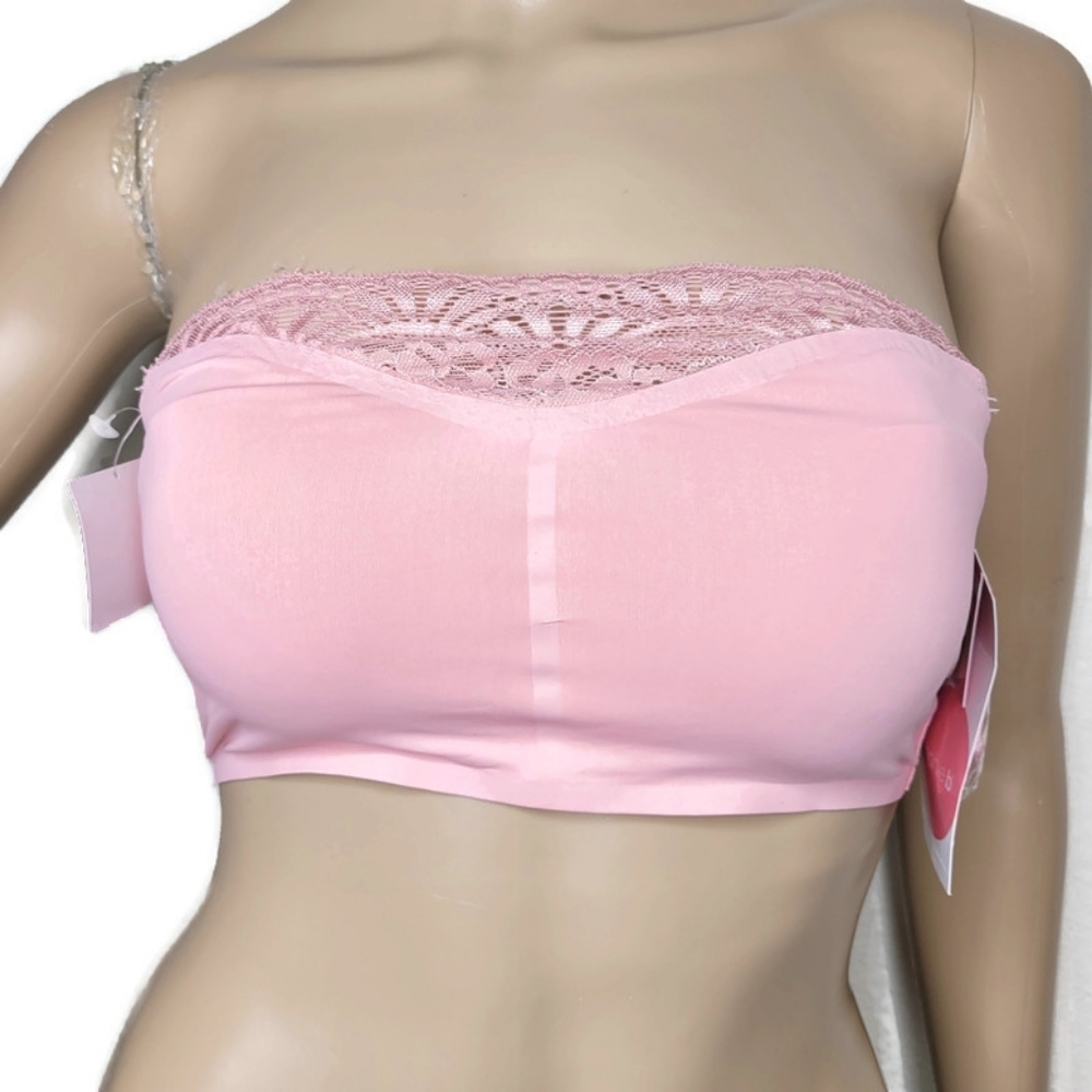 Sophia B NWT lace pink bandou bra with straps